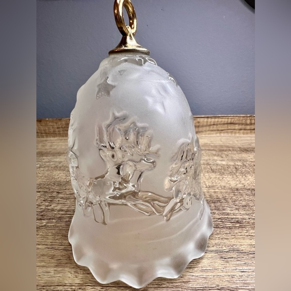 Mikasa Silent Night Frosted Glass Christmas Bell Ornament Santa Reindeer - Picture 4 of 4